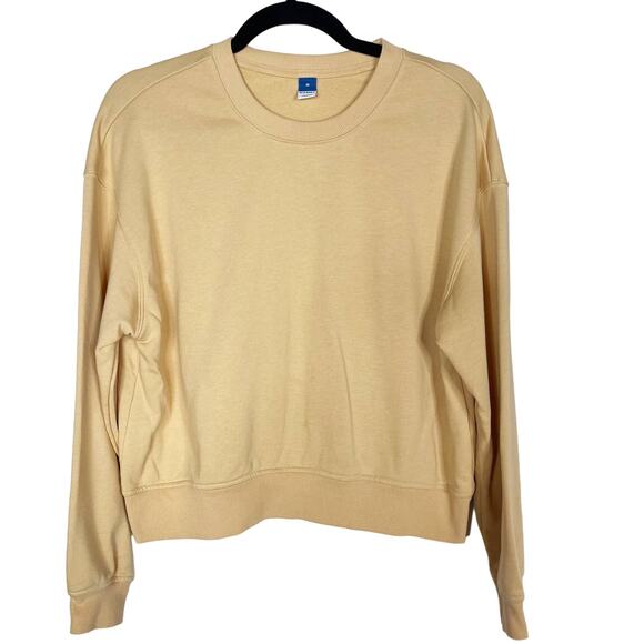 Old Navy Womens Medium M Orange Spun Sugar Cropped Crew Neck Sweatshirt Cotton - Picture 1 of 6